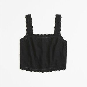 Abercrombie & Fitch Black Embroidered Tank